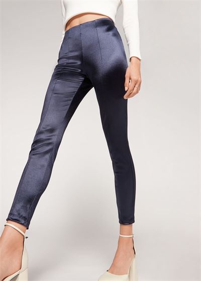 Lacivert Saten Skinny Tayt