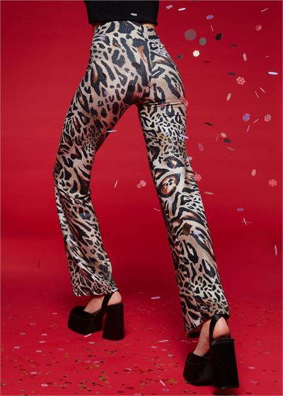 Leopar Tay Simli Leopar Desenli Palazzo Tayt